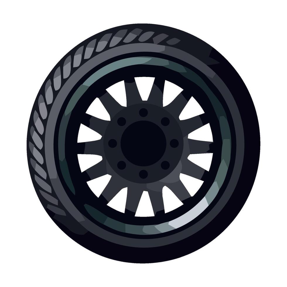 A black tire on a white background vector