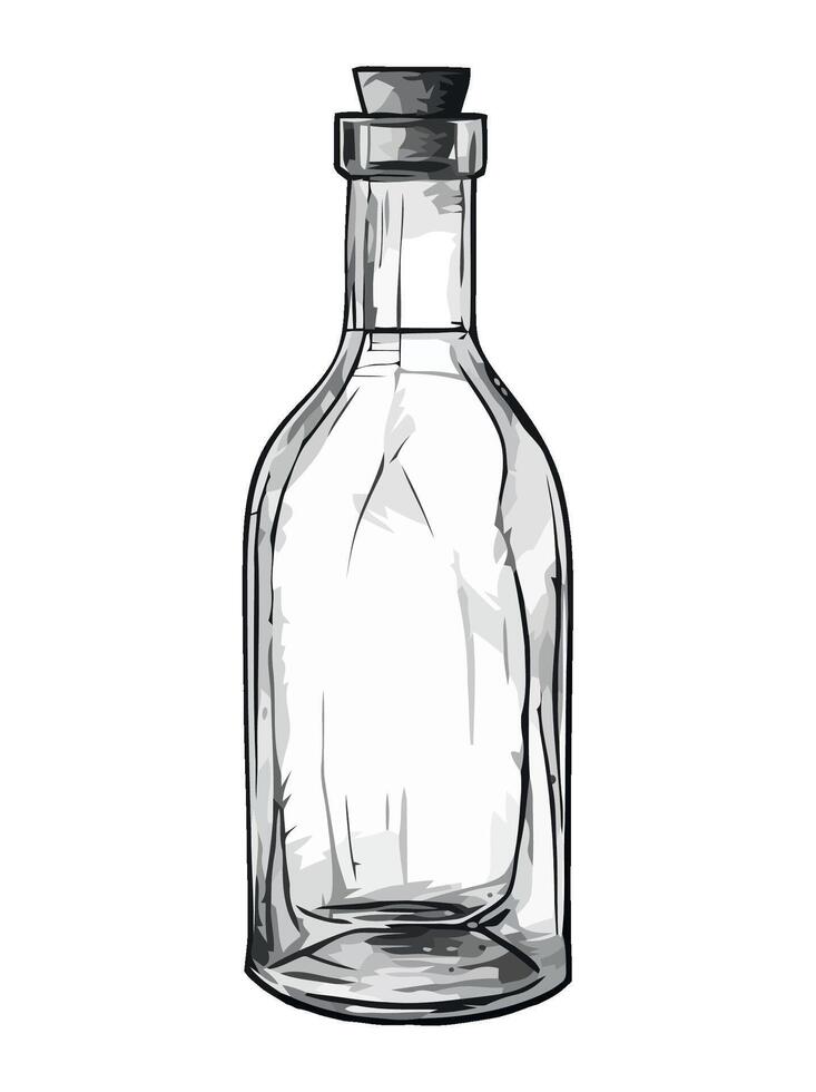 A drawing of a glass bottle with a lid vector