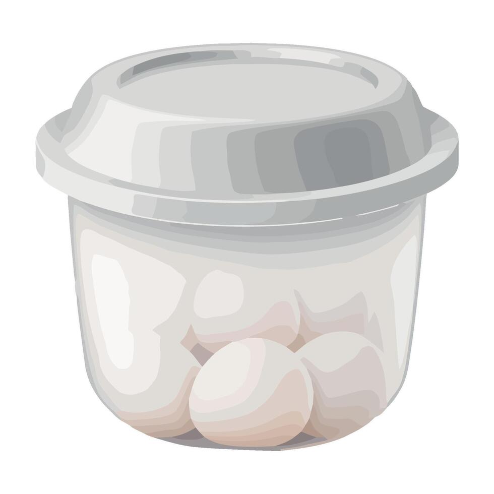 A plastic container with eggs in it vector