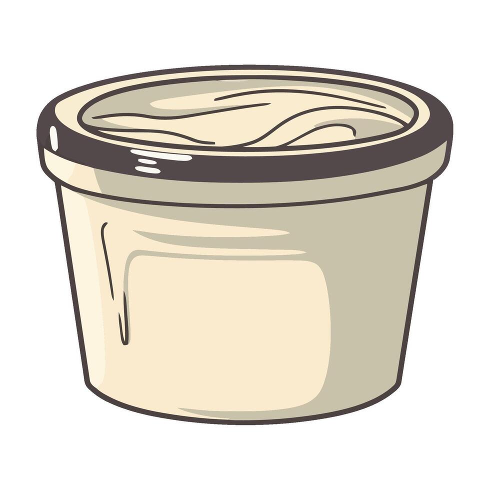 A container of cream cheese on a white background vector