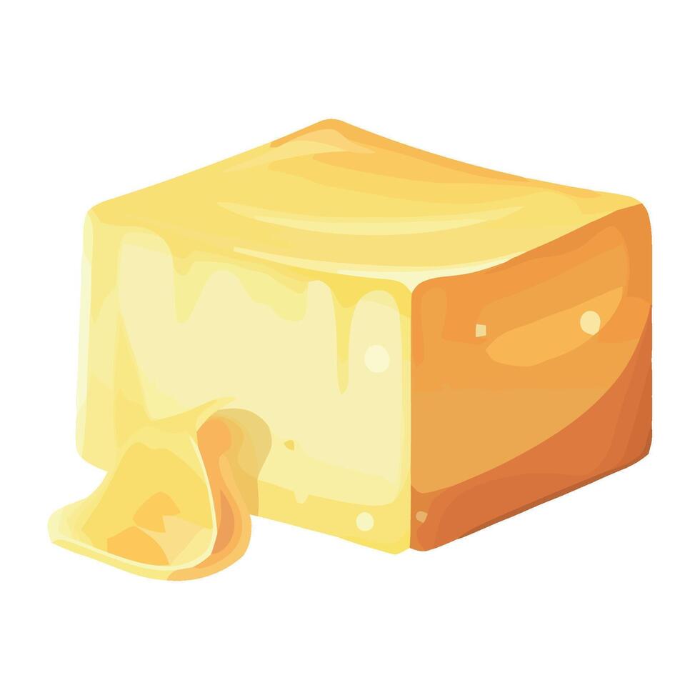 A piece of cheese with a piece of butter on it vector