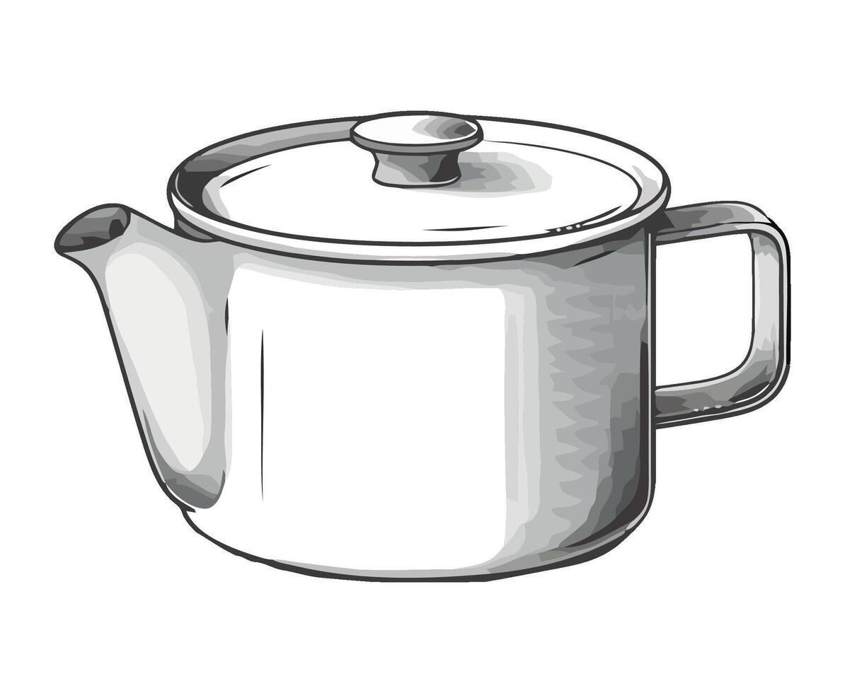 A drawing of a teapot on a white background vector