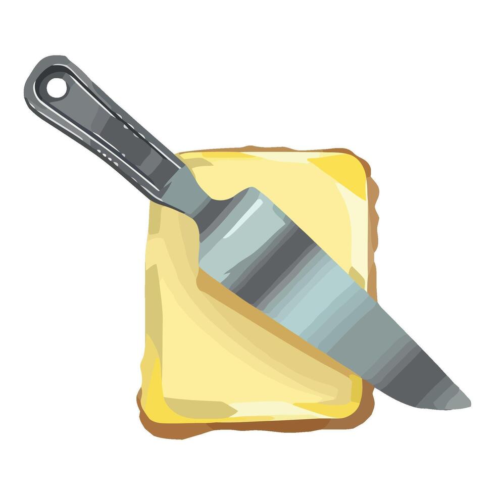 A knife and piece of bread on a white background vector
