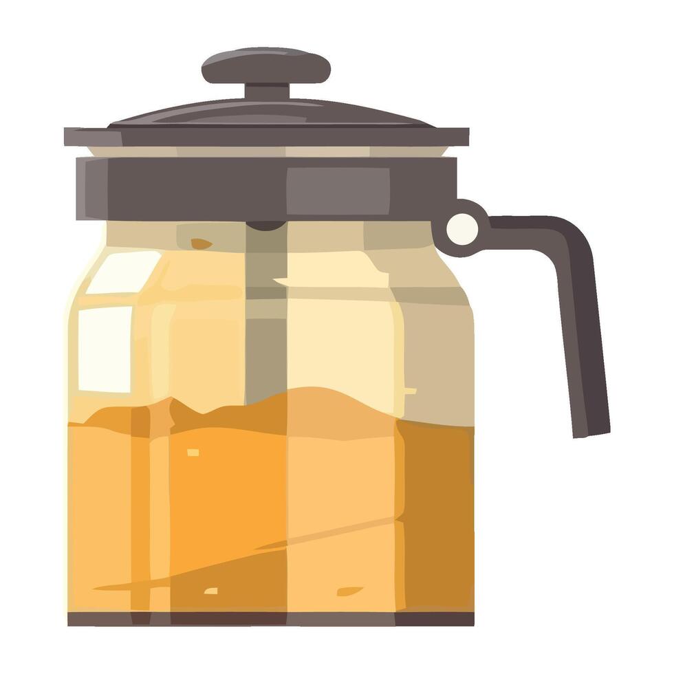 A glass coffee maker with a lid and a glass of liquid vector