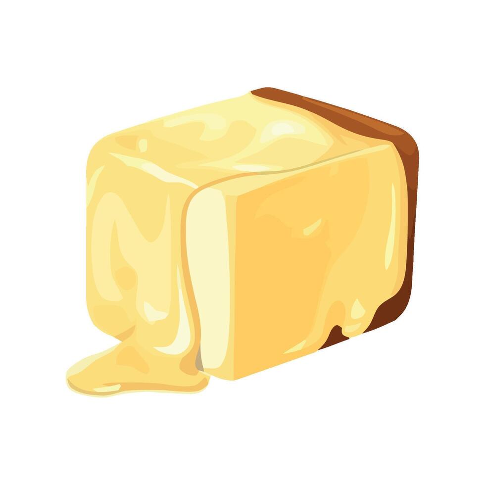 A piece of butter with melted cheese on it vector