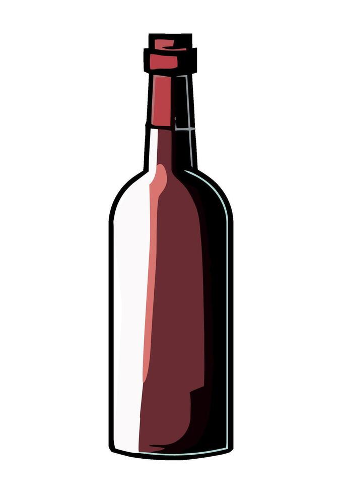 A bottle of red wine on a white background vector