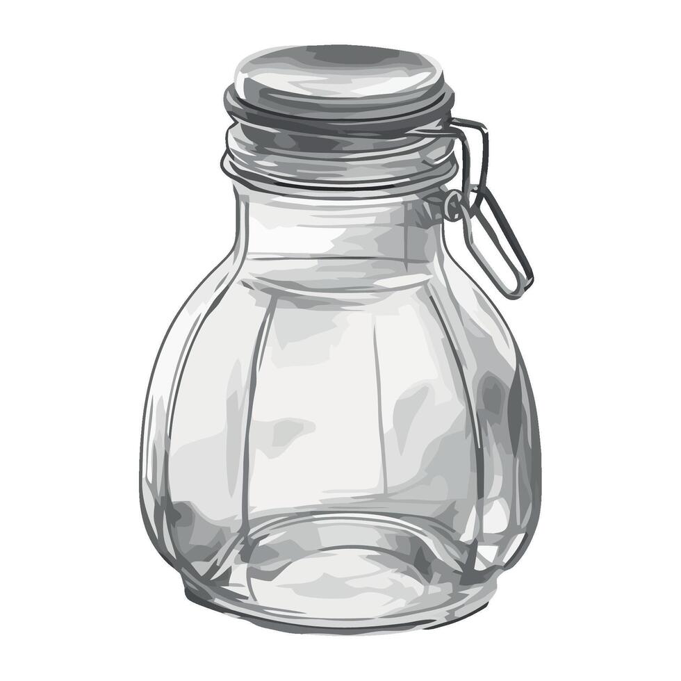 A drawing of a glass jar with a lid vector
