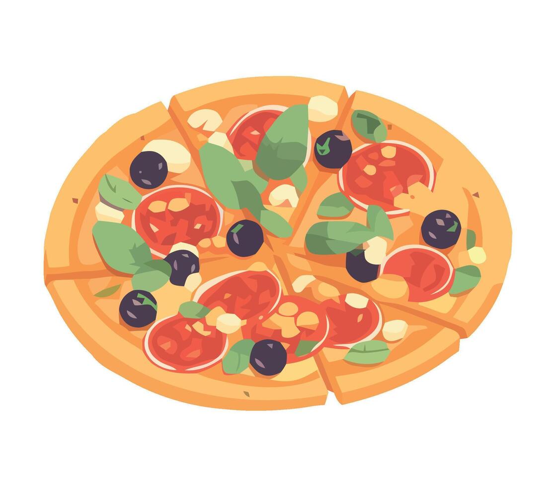 Pizza with olives, black olives, and cheese vector