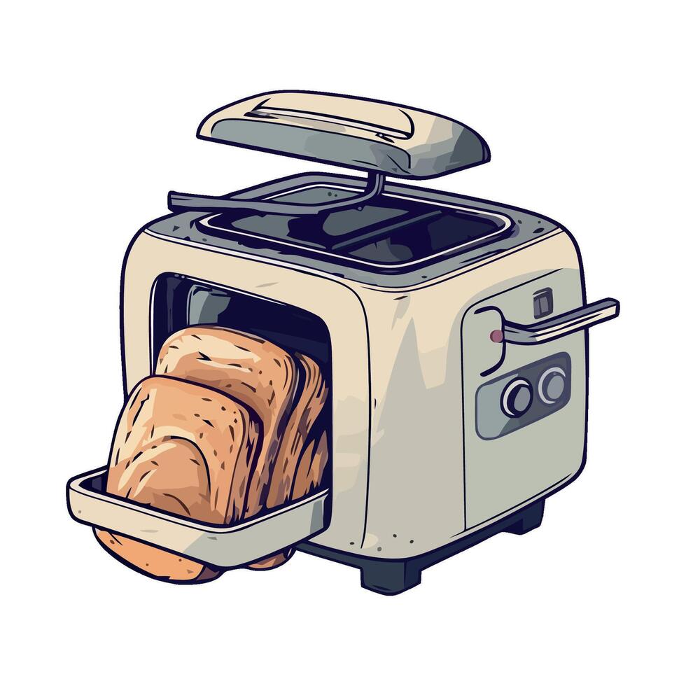Toaster with bread in it, illustration vector