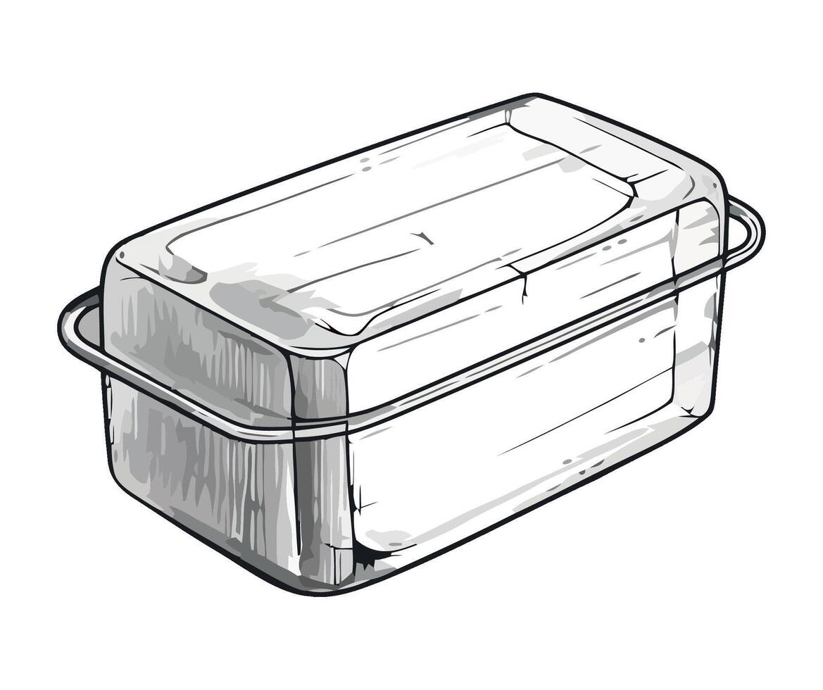 A drawing of a bread box with a handle vector