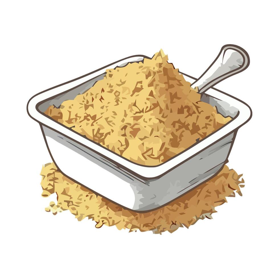 A bowl of rice with a spoon in it vector