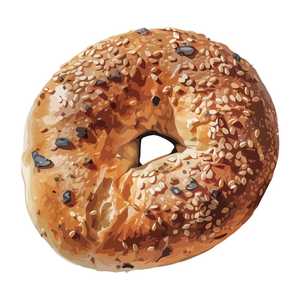 A bagel with sesame seeds on top of it vector