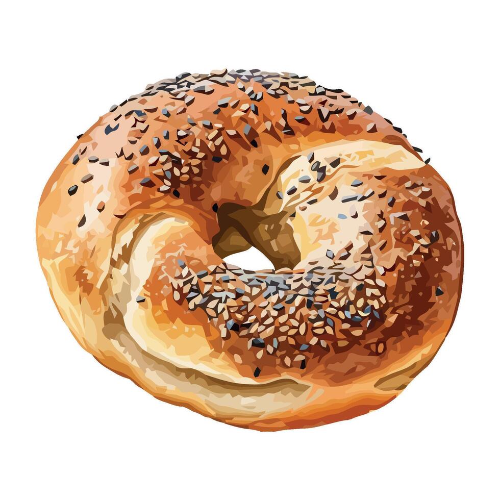 A bagel with sesame seeds on top of it vector