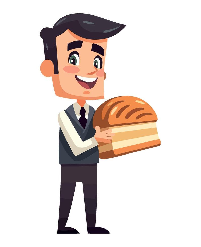 A cartoon man holding a large sandwich vector