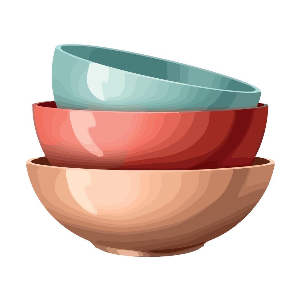 Colorful bowls stacked on top of each other vector