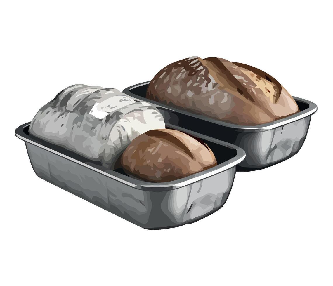 Bread in a metal tray illustration vector