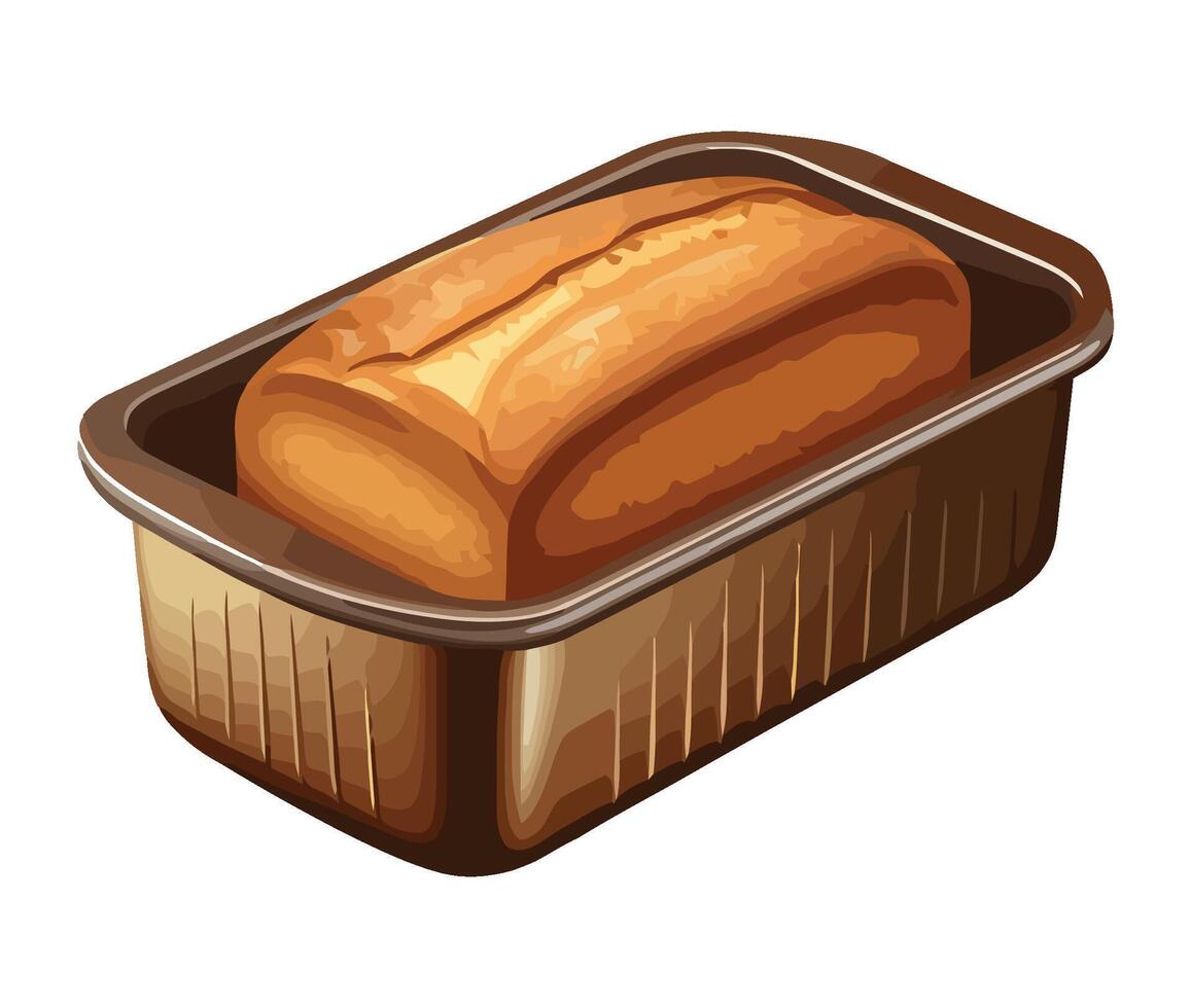 Bread loaf in a metal container illustration vector