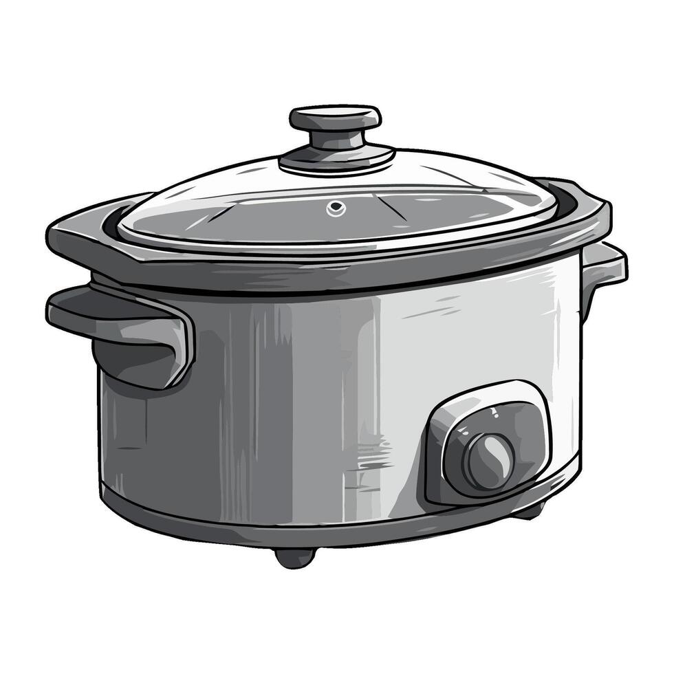 A cartoon illustration of a slow cooker vector