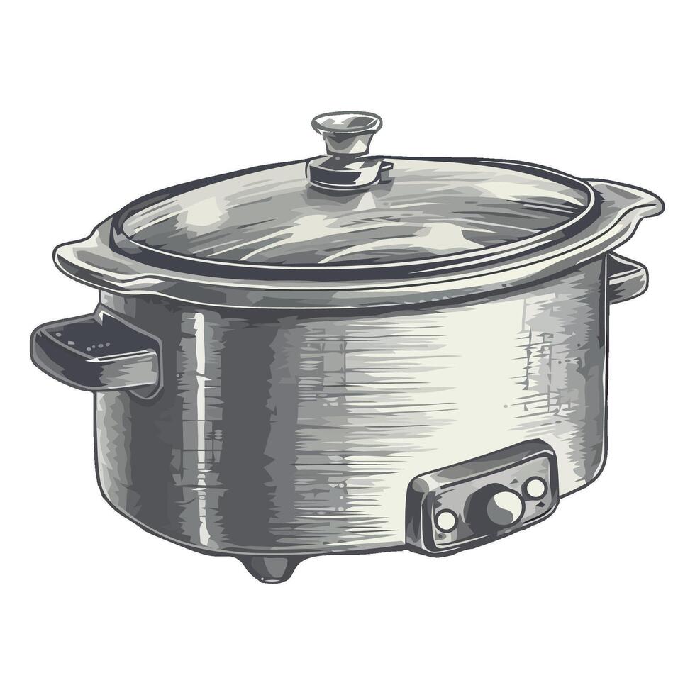 A drawing of a slow cooker on a white background vector