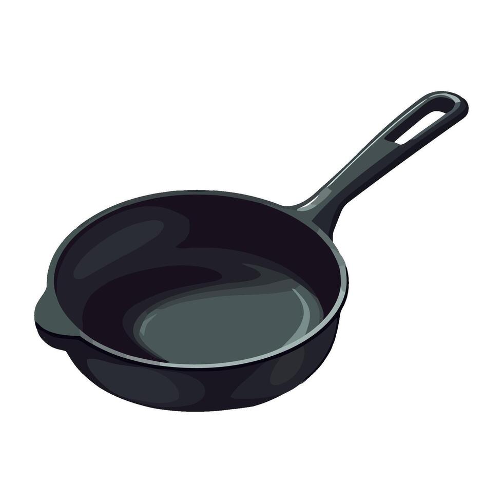 Black frying pan on white background illustration vector