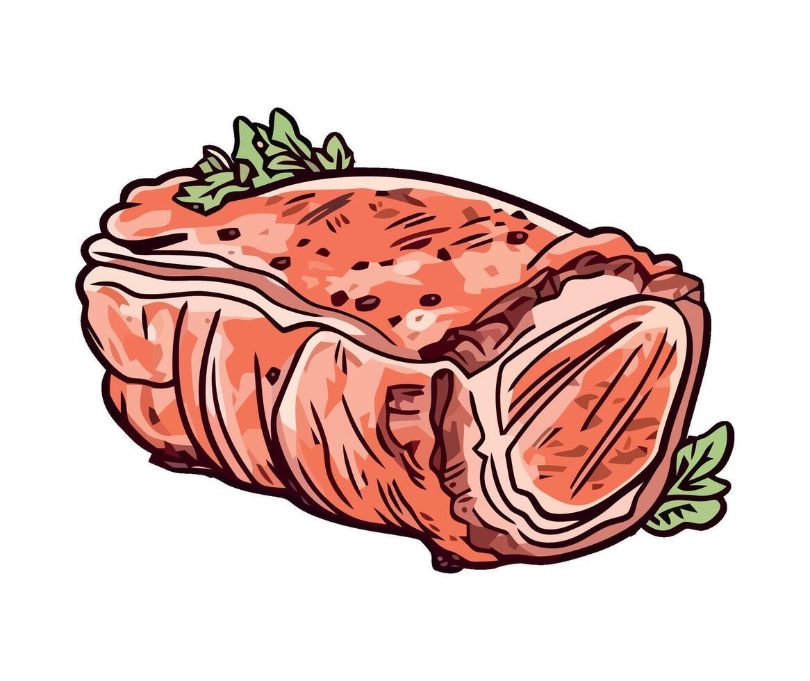 Steak with herbs and spices on a white background vector
