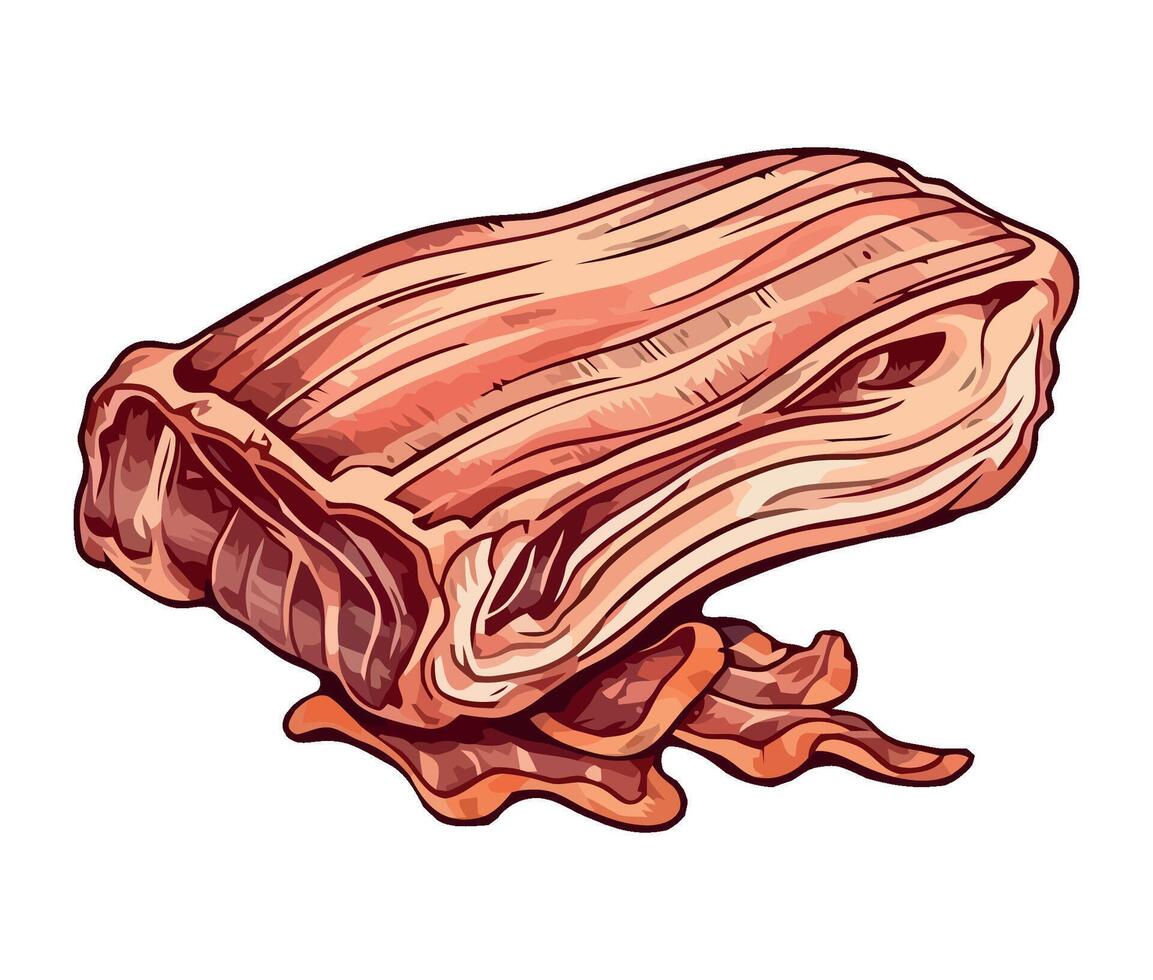Bacon sliced in half on a white background vector