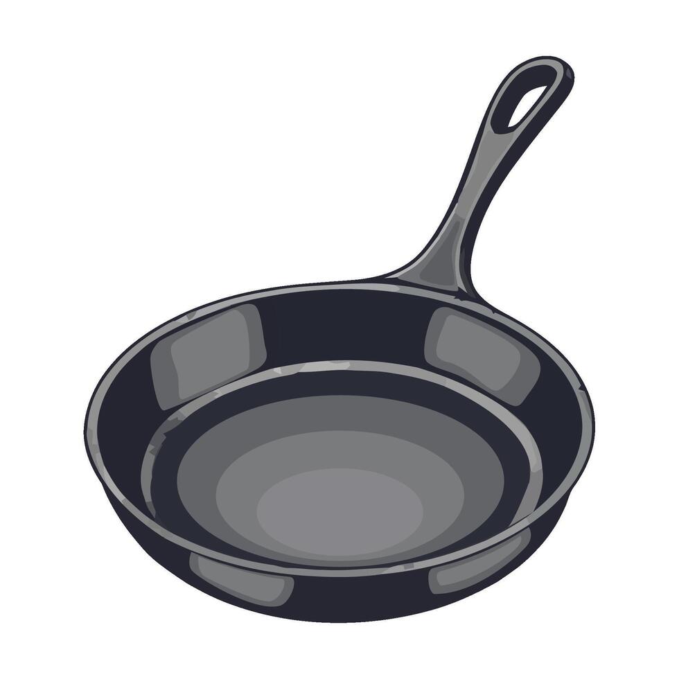 A black frying pan on a white background vector