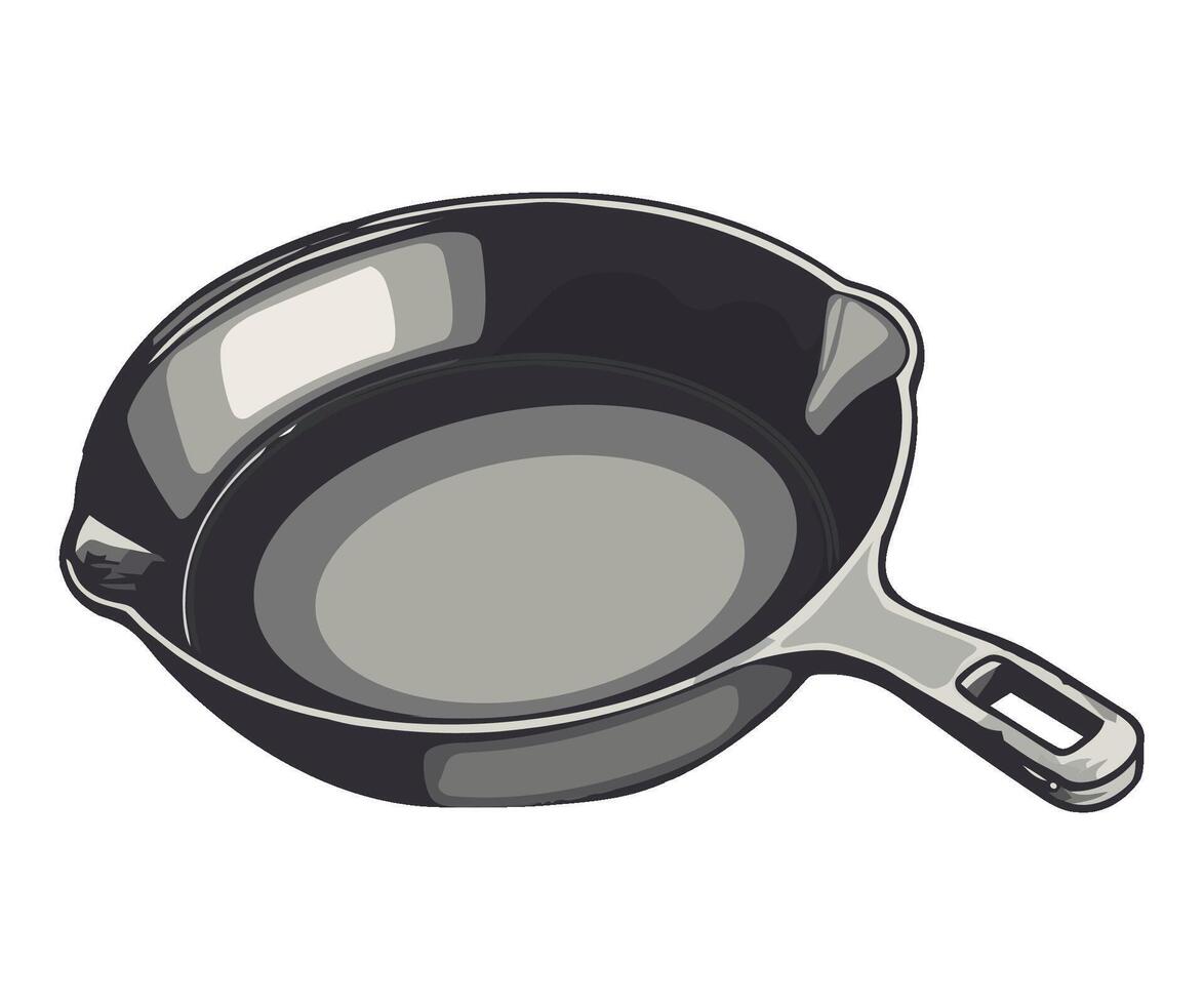 A black frying pan on a white background vector