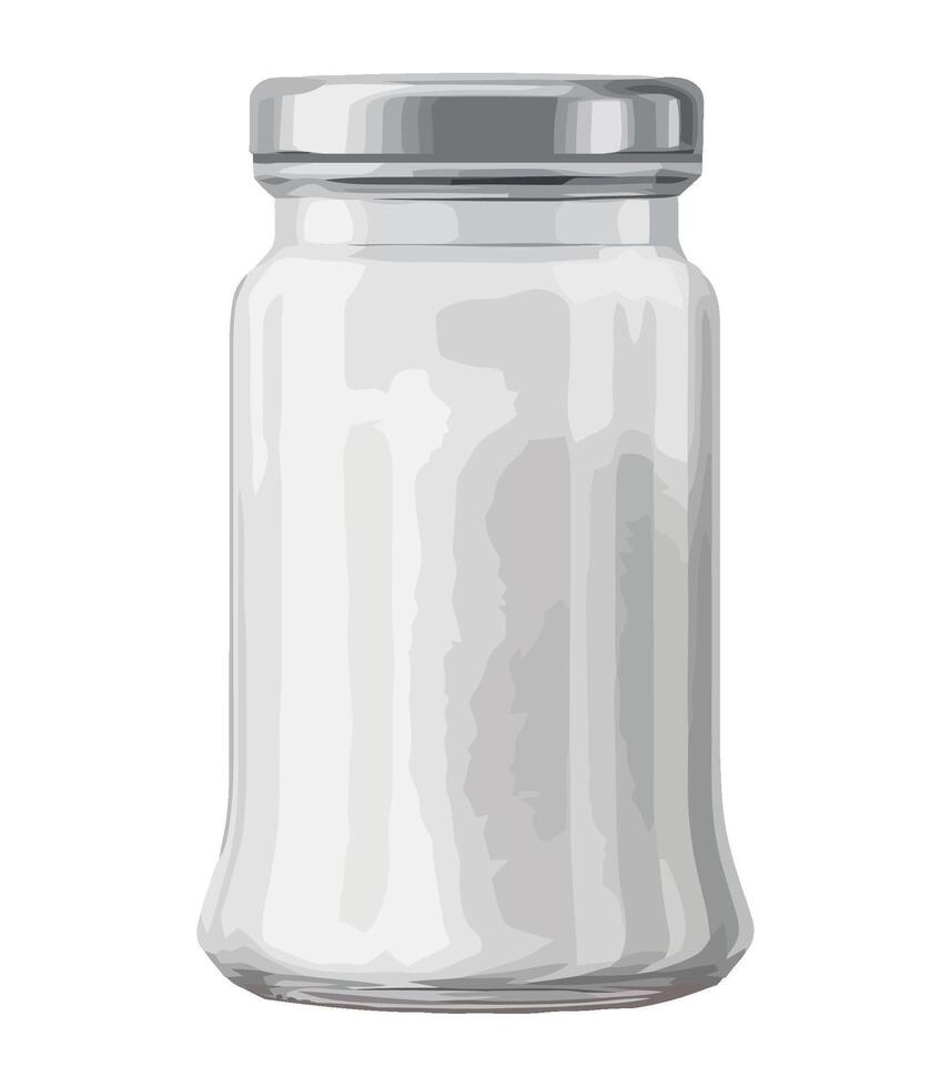 A jar of white sugar on a white background vector