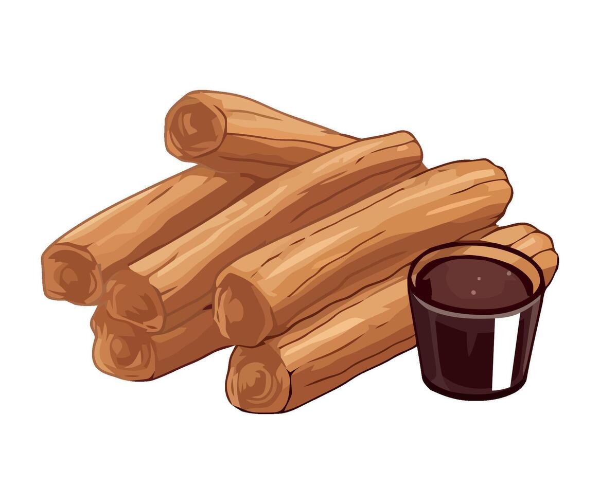 Churros and a cup of coffee illustration vector