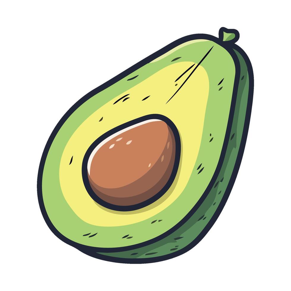 An avocado is shown in a cartoon style vector
