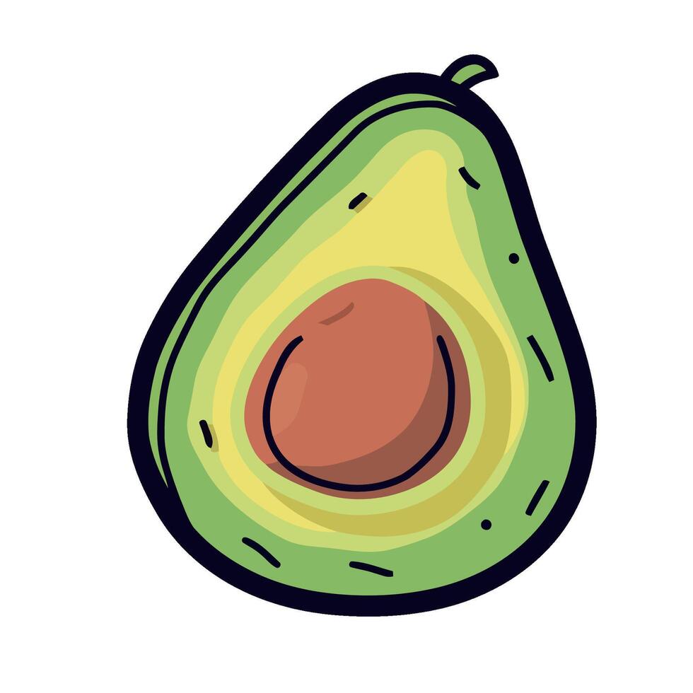 An avocado is shown in a cartoon style vector