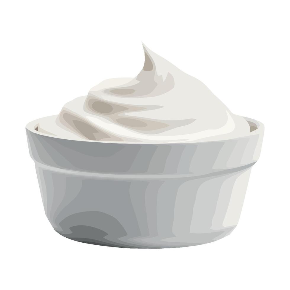 A bowl of whipped cream on a white background vector