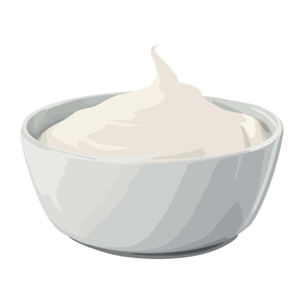 A bowl of yogurt on a white background vector