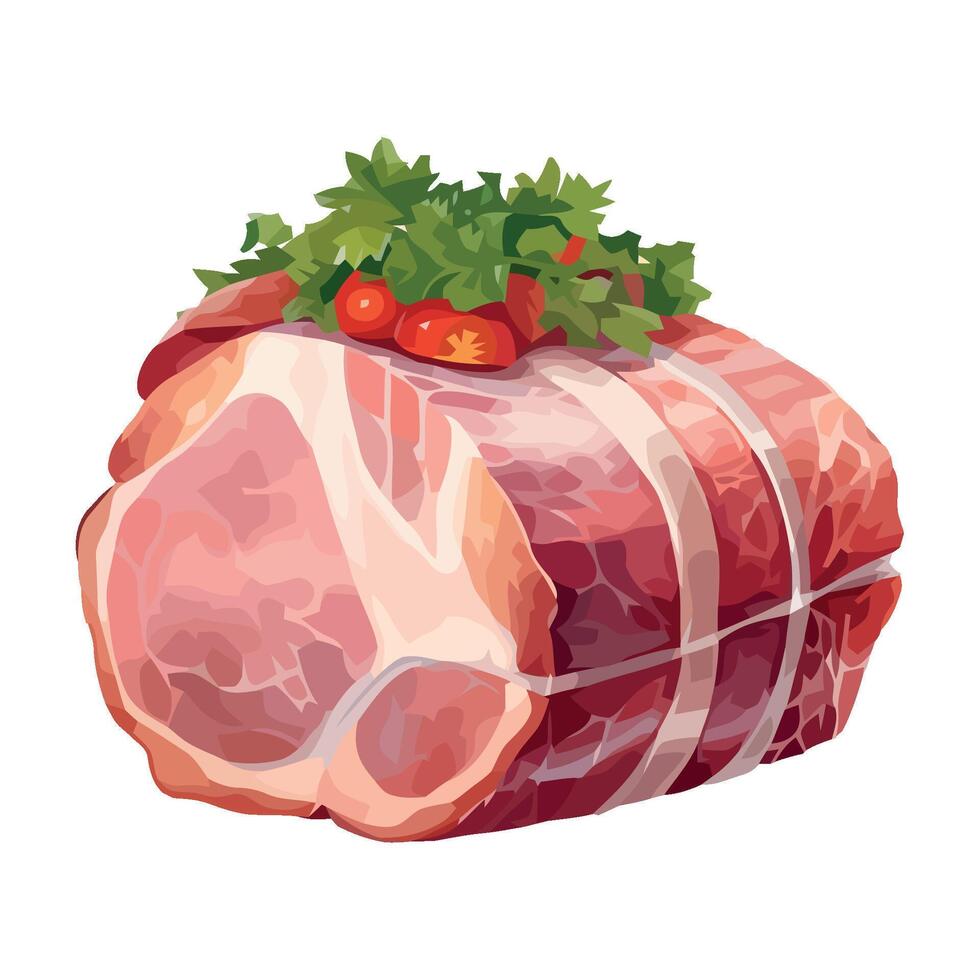 Raw meat with vegetables on top of it vector