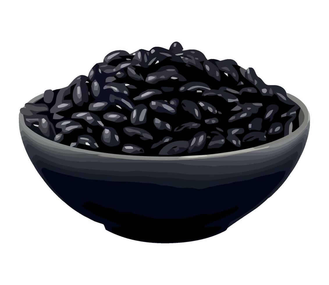 Black beans in a bowl illustration vector
