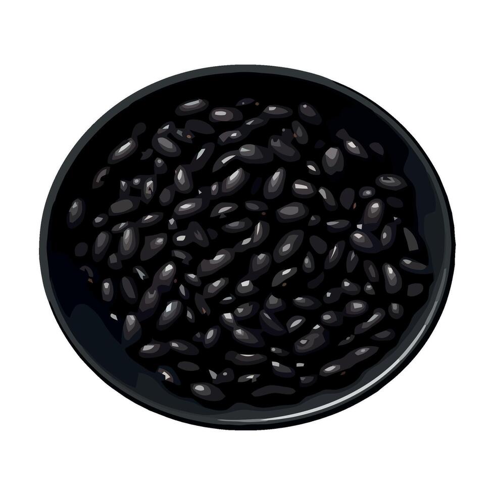 Black beans in a bowl on a white background vector