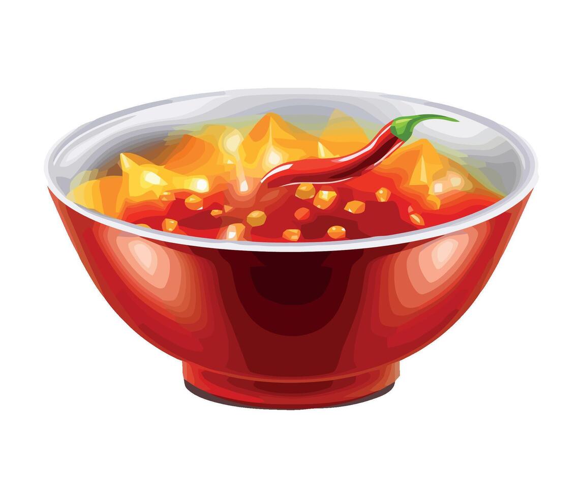 Chili sauce in a bowl vector