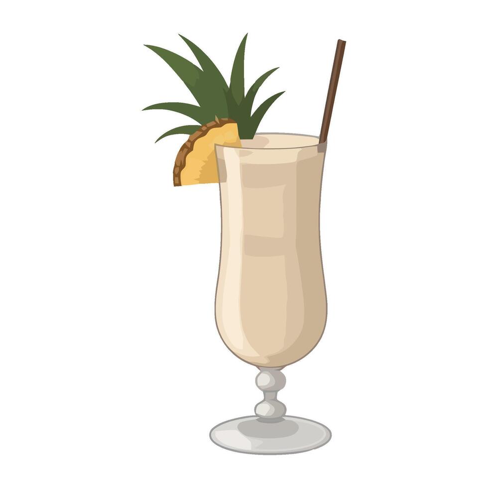 A drink with a pineapple and straw on a white background vector