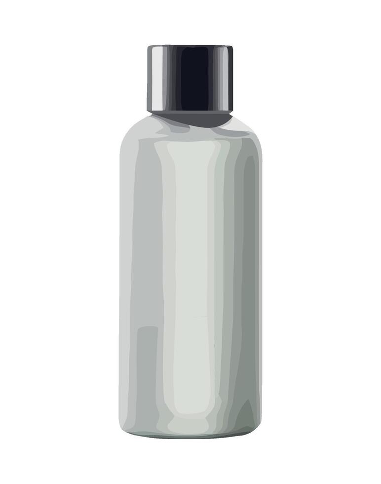 A bottle of liquid is shown on a white background vector