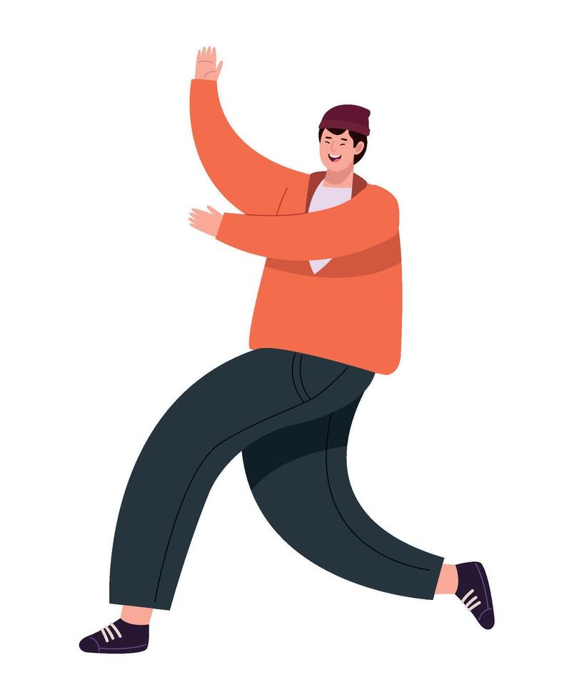 A man is jumping in the air with his arms outstretched vector