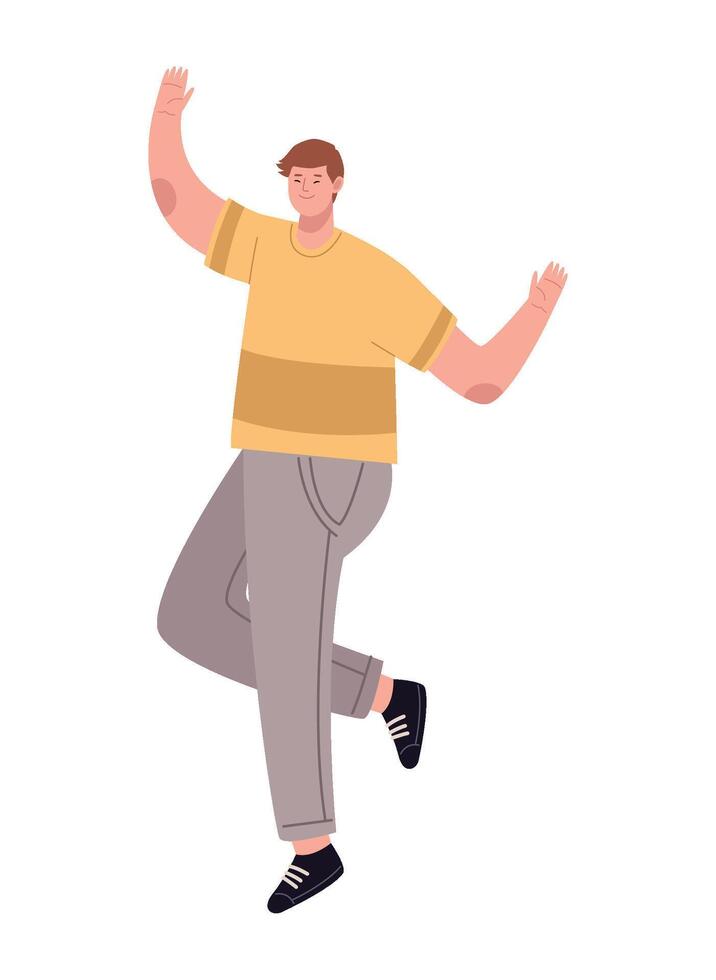 A man is jumping in the air with his arms outstretched vector