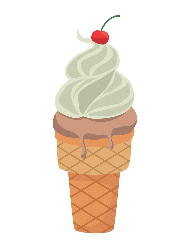 Ice cream cone with cherry on top vector
