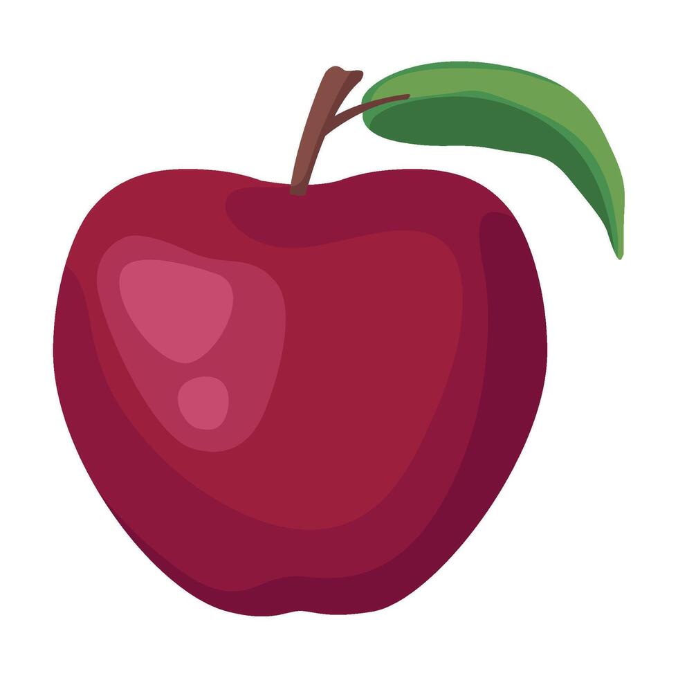 An apple with a green leaf on it vector