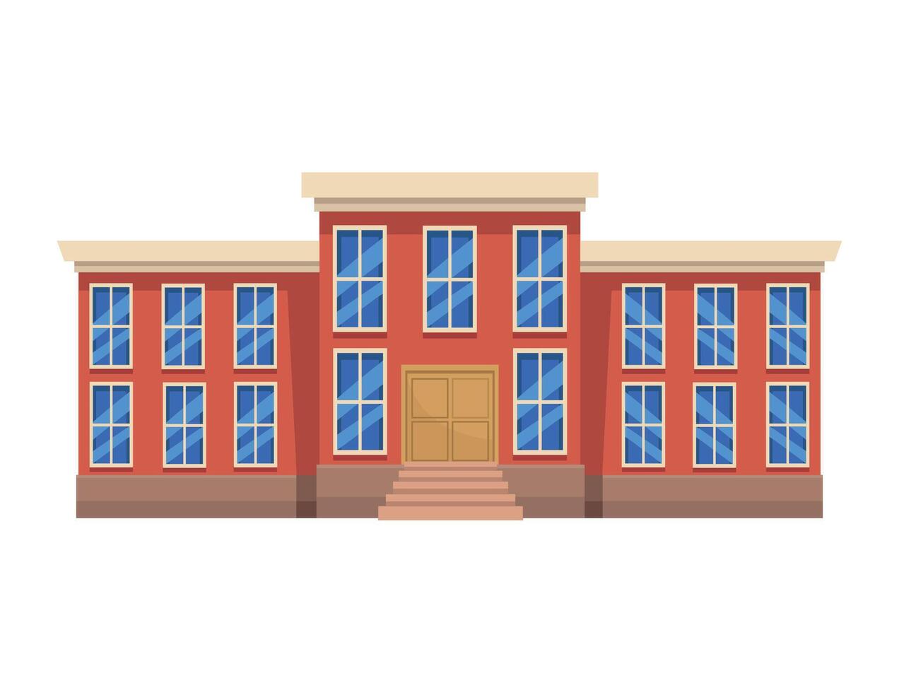 School building with windows and stairs illustration vector