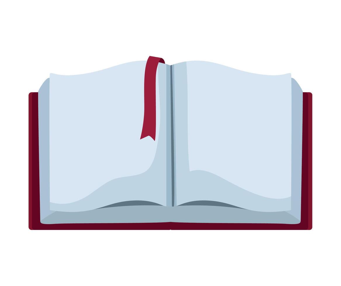 Open book with red ribbon icon illustration design vector