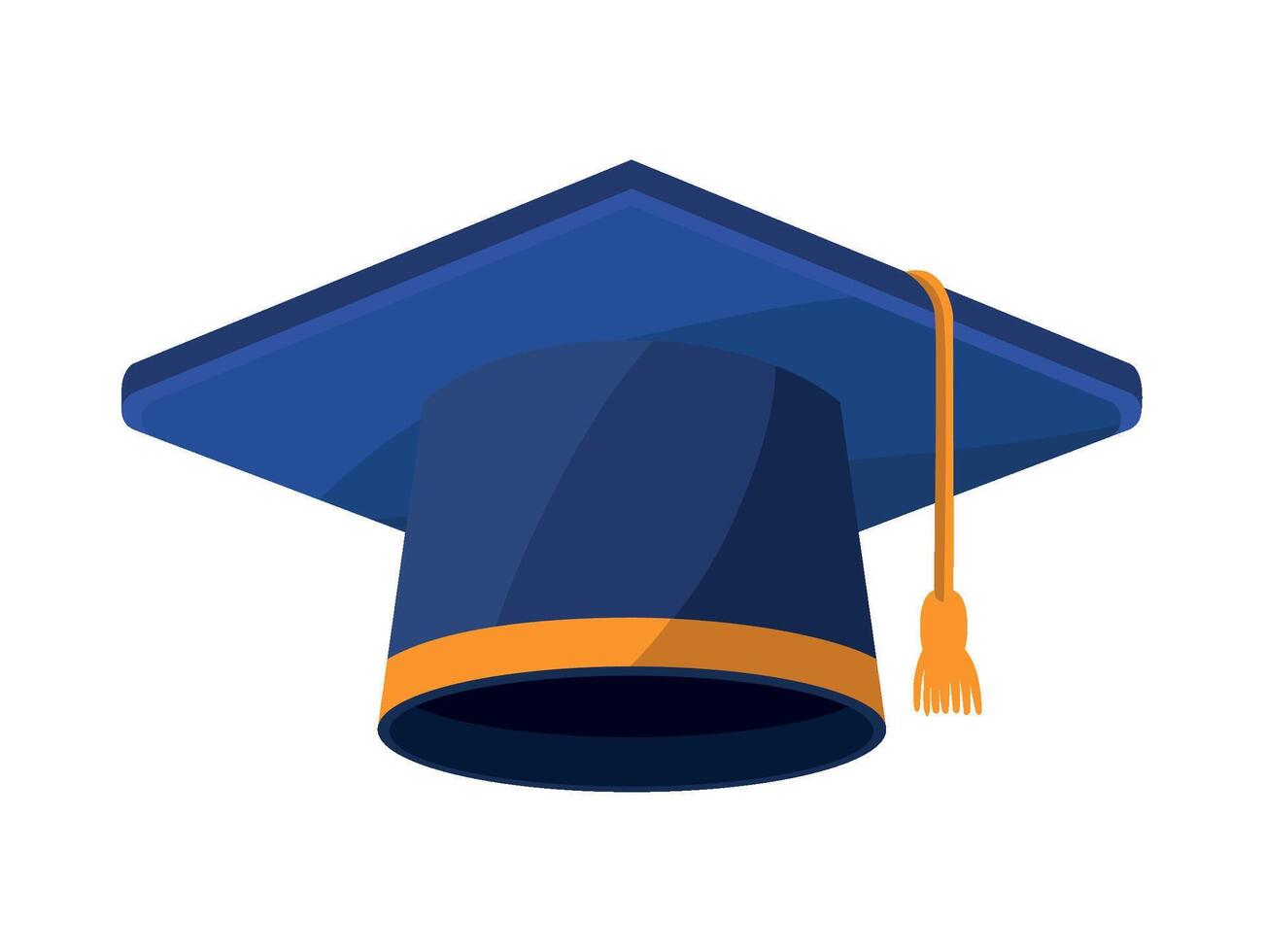 A graduation cap with a blue ribbon vector