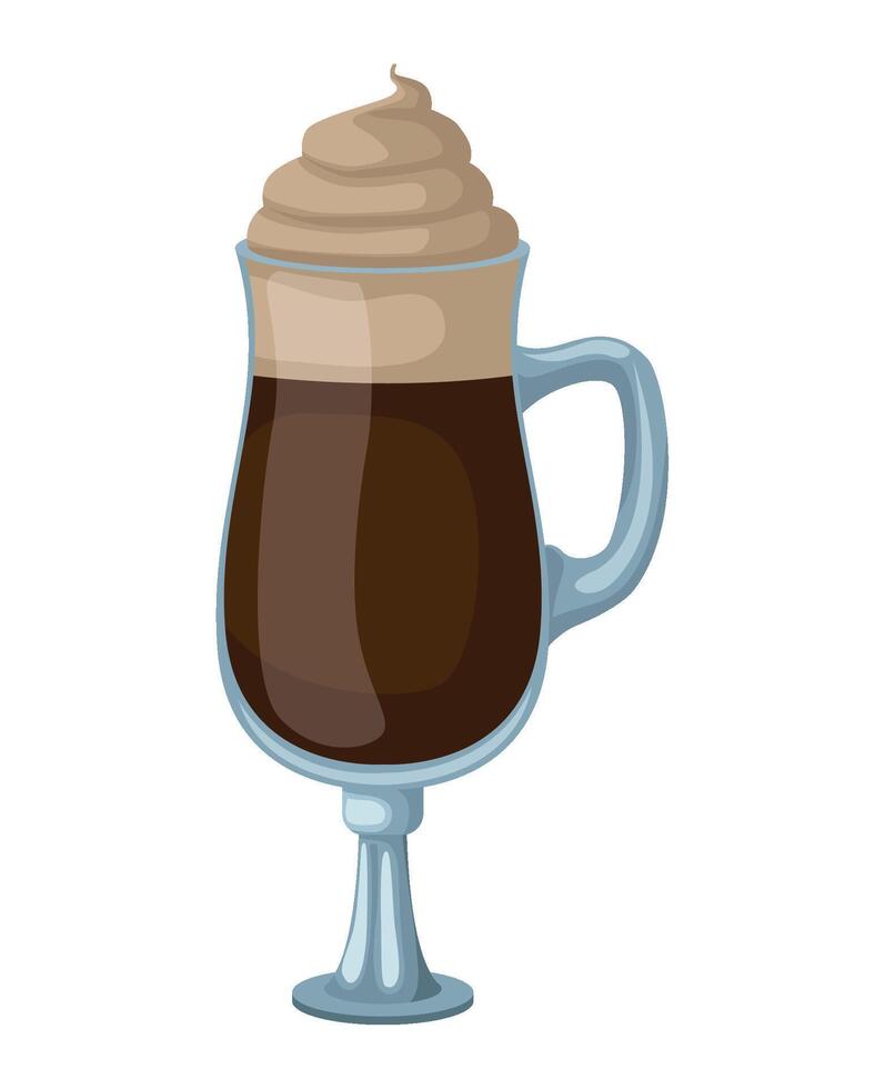 A glass of coffee with whipped cream on top vector