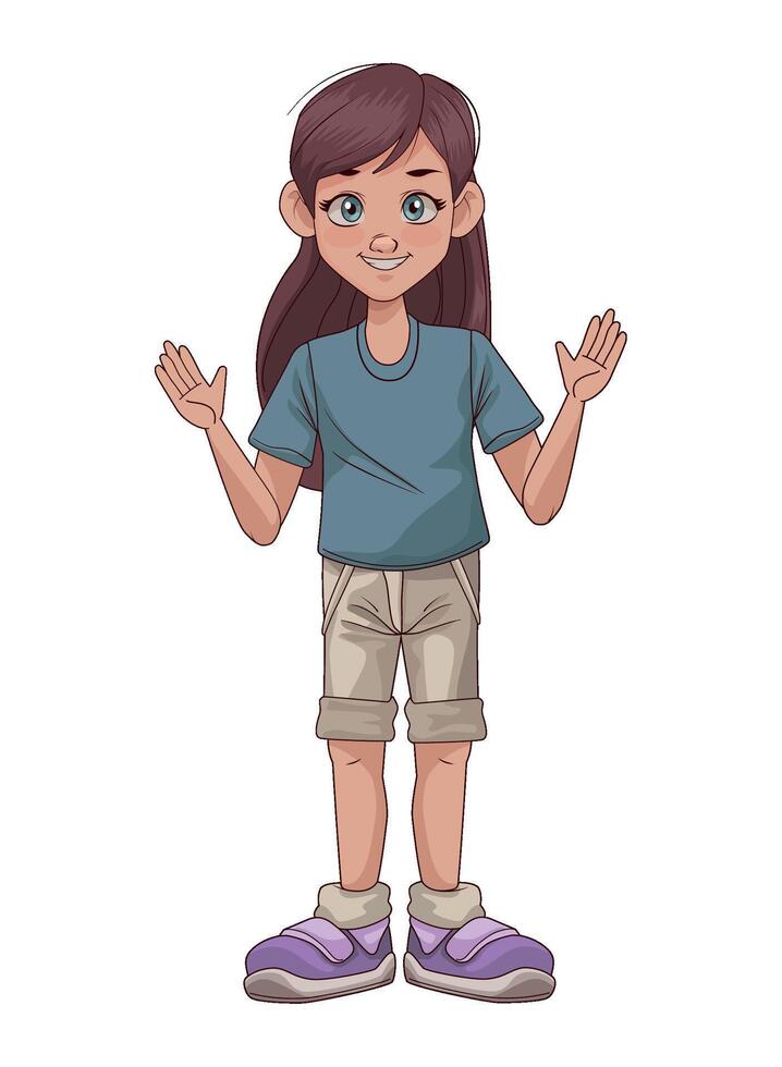 Cartoon girl with hands outstretched vector