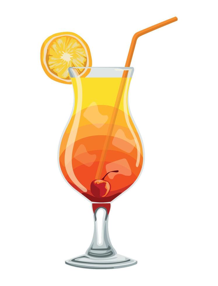 Tropical cocktail with orange slice vector